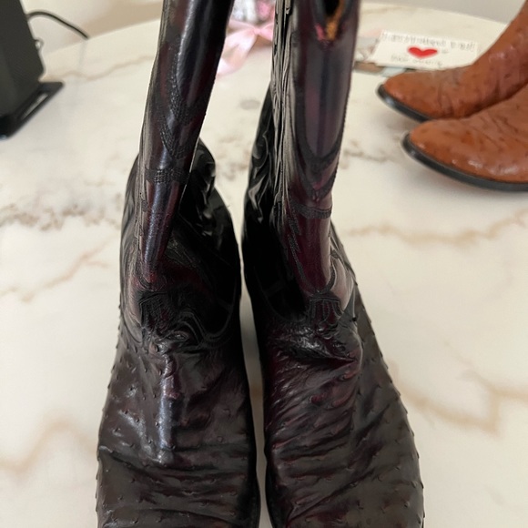 Two pair of Lucchese Ostrich skin boots.  PRICING IS PER PAIR. - Picture 5 of 10